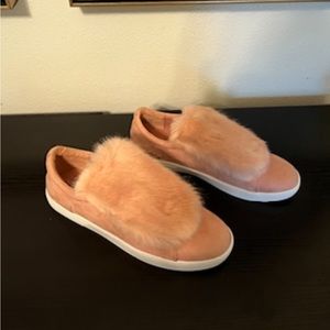 Blush Pink Faux Fur Tennis Shoes/Flats Size 10